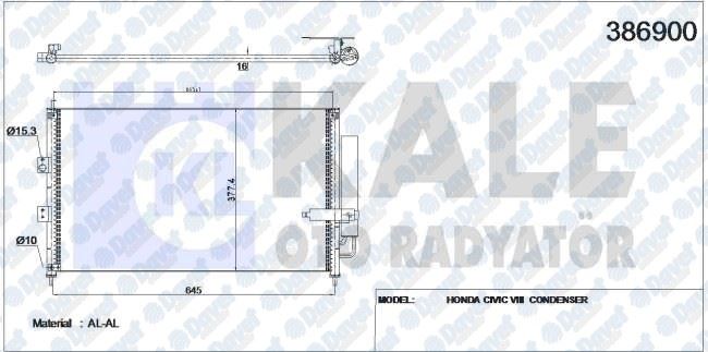 KALE 386900 Klima Radyatoru Civic Viii (Al/Al) (653x378x16) (Kurutucu Ile)